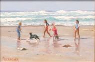 砂浜で戯れる子供達